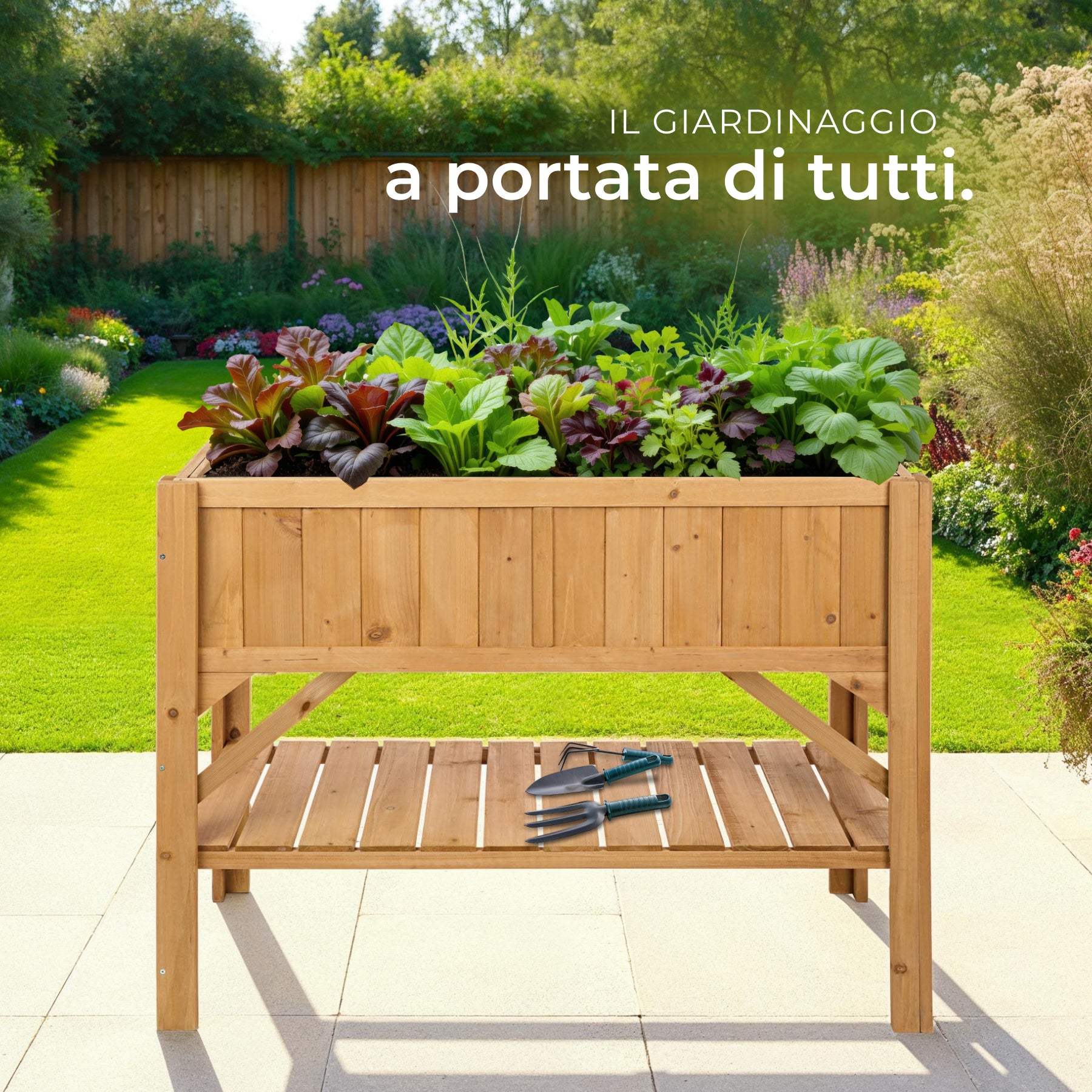 1 cassone per orto rialzato en legno di conifera impregnato ripiano extra resistente alle intemperie marrone TECTAKE - 8
