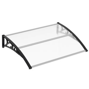 Auvent De Porte Extérieur En Polycarbonate - Support Aluminium, Drainage Intégré, Protection UV Et Pluie (100x160 Cm, Transparent)