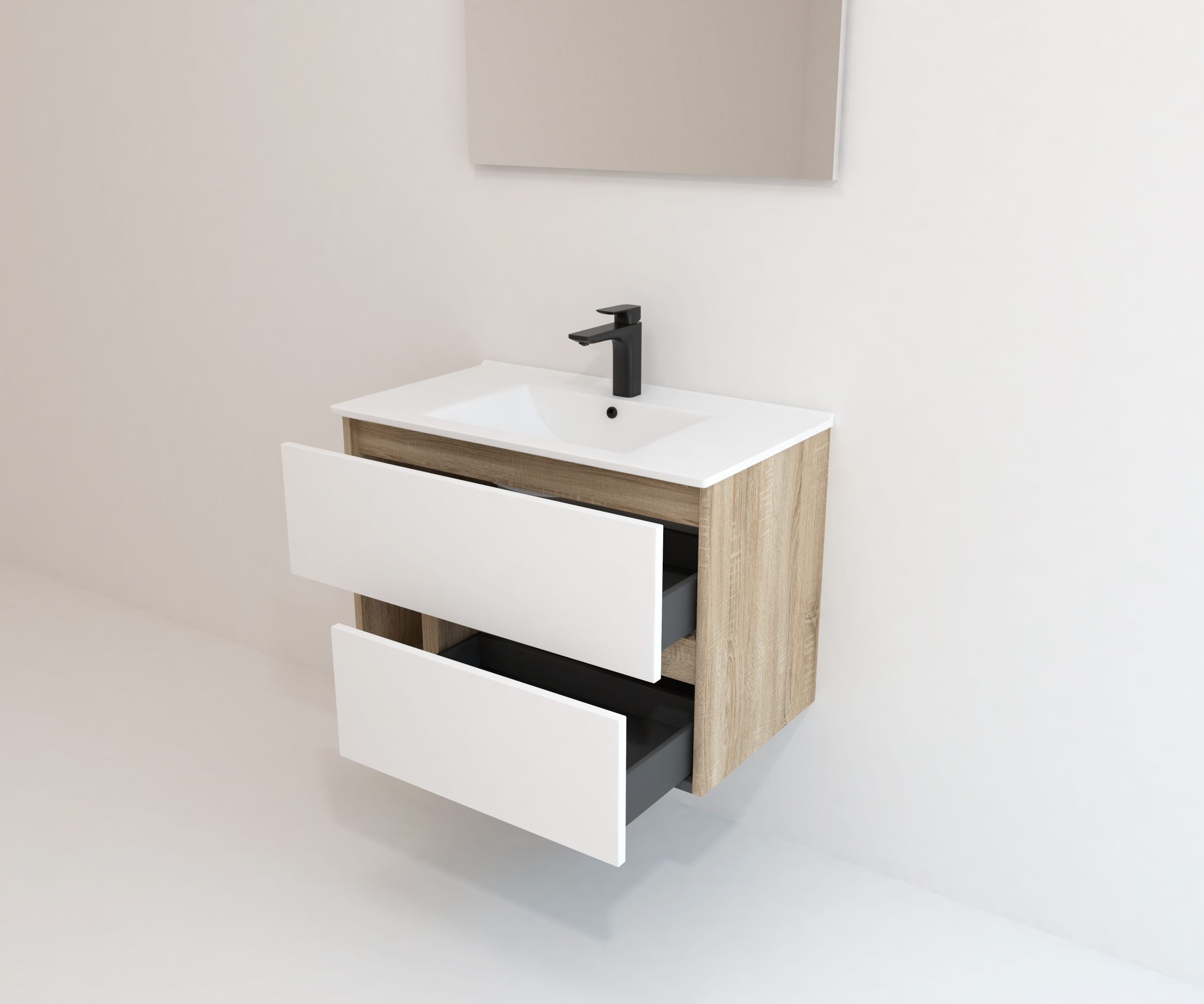 Ensemble de meubles de salle de bain Avantarea LAVARDENS Chêne Bardolino 80 cm + Lavabo + miroir LED - 5