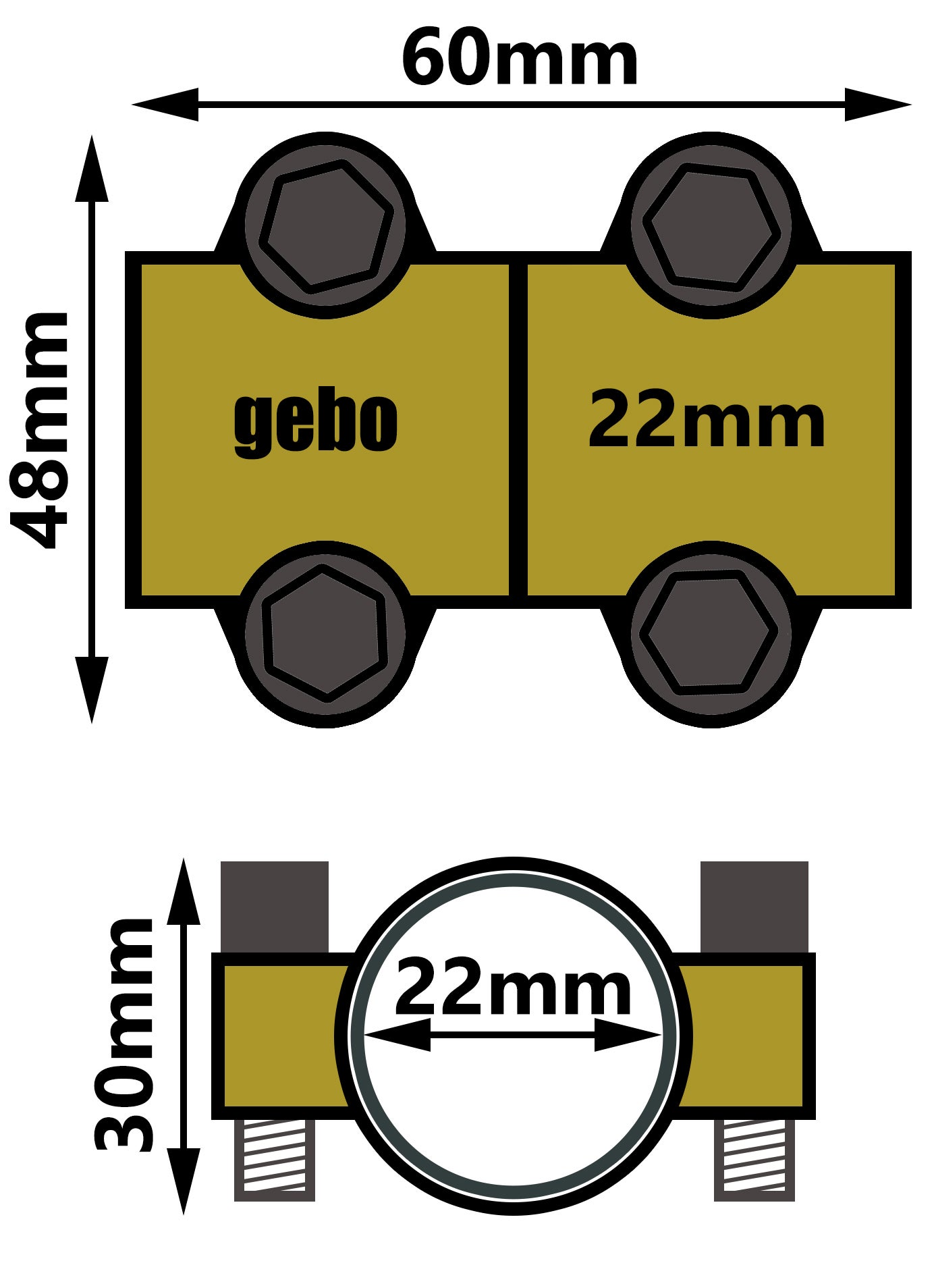 GEBO Collier de réparation en laiton pour tube cuivre Ø 22 mm - 3