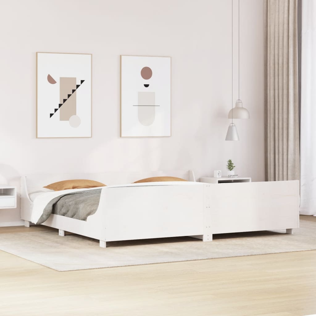 Rama łóżka bez materaca, biała, 180x200 cm, lite drewno sosnowe vidaXL