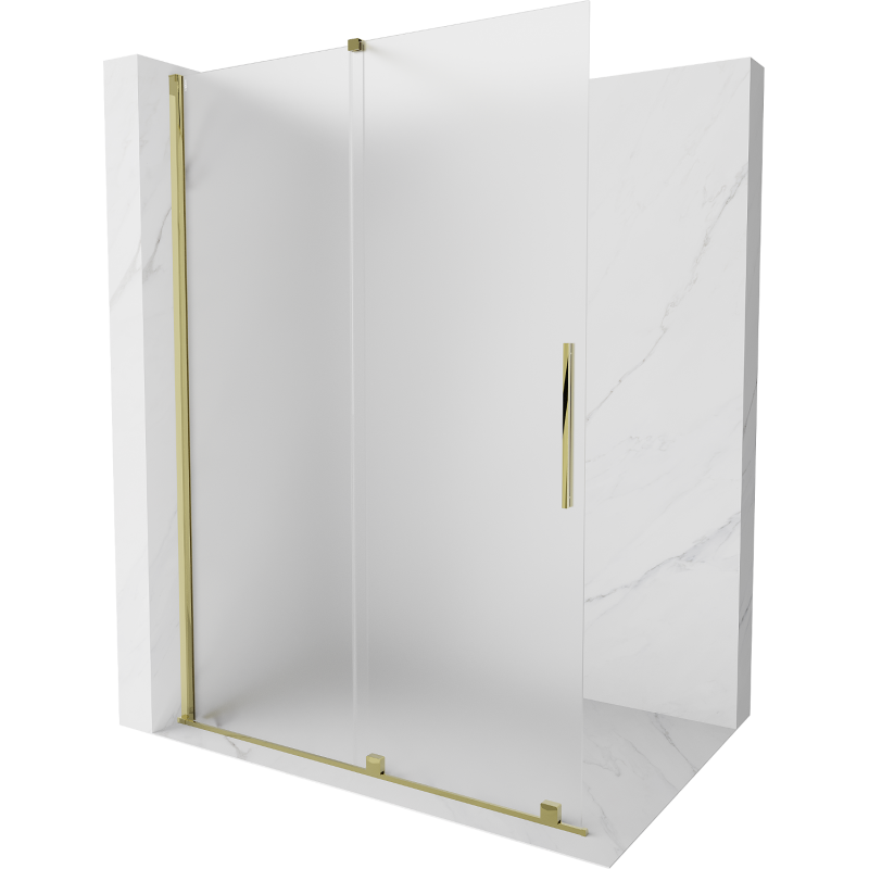 Mexen Velar ścianka prysznicowa rozsuwana Walk-in 130 x 200 cm, szron 8 mm, złota - 871-130-000-33-50