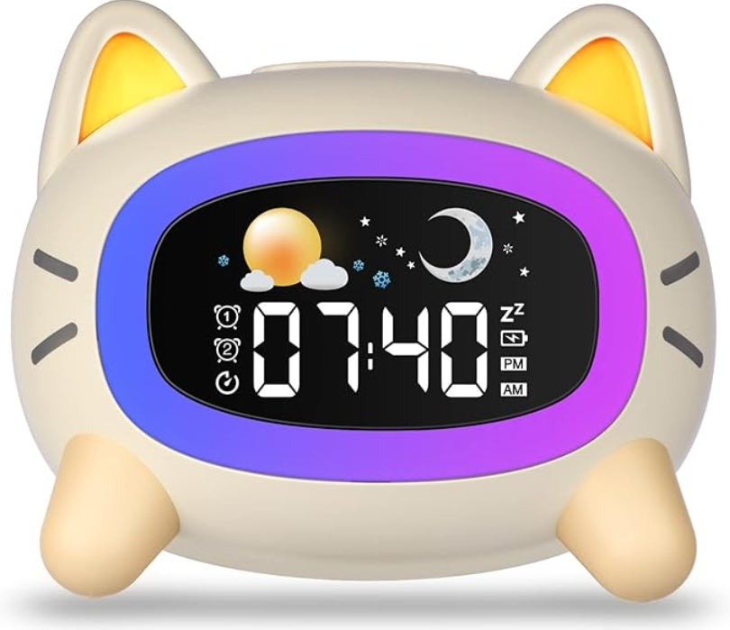 Réveil Lumière pour Enfants,réveil Digital LED avec 6 Sons naturels et