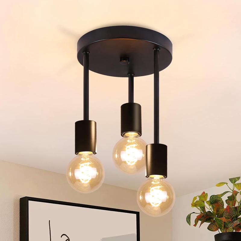 Vintage black ceiling light with 3 adjustable E27 spotlights ...