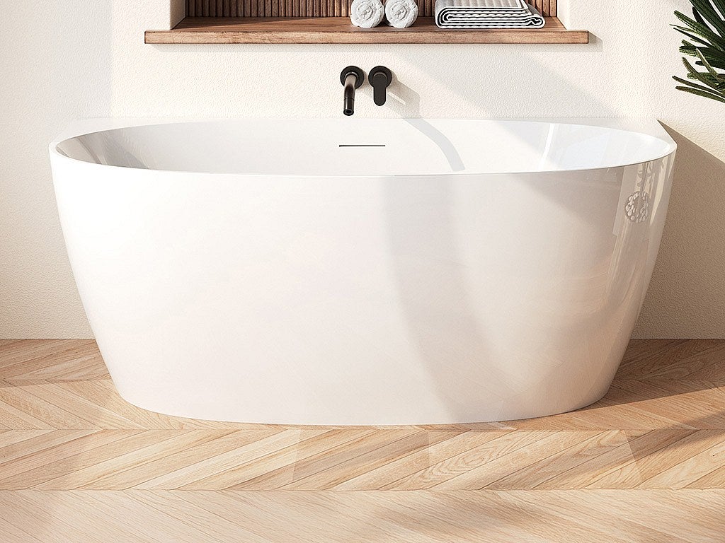 Biała półwolnostojąca wanna - 203 L - Akryl - 150 x 72 x 58 cm - AMOSARI