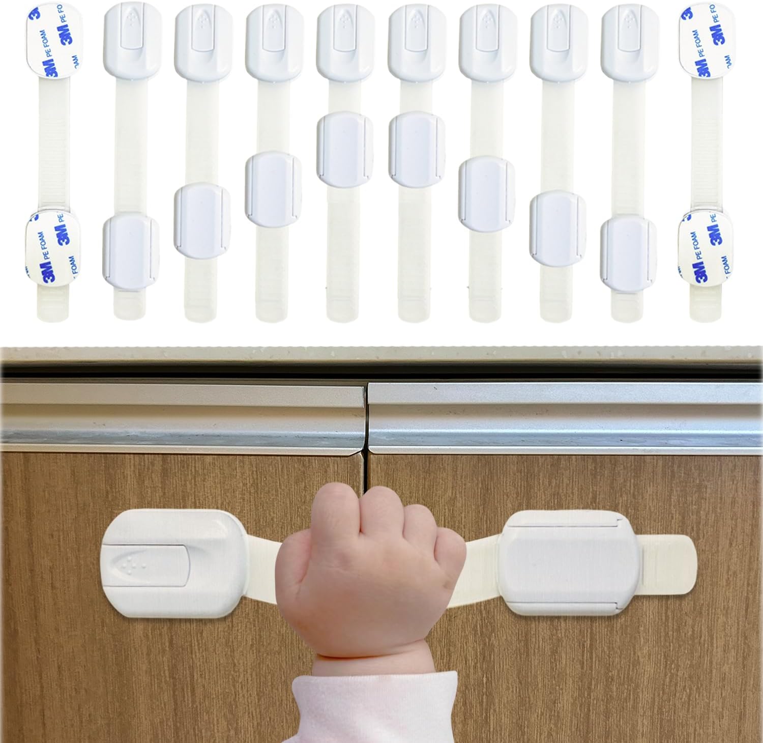 10 Verrous De Sécurité Pour Enfants – Protection Facile Pour Placards Et Tiroirs, Sans Perçage, Ajustables Et Discrets