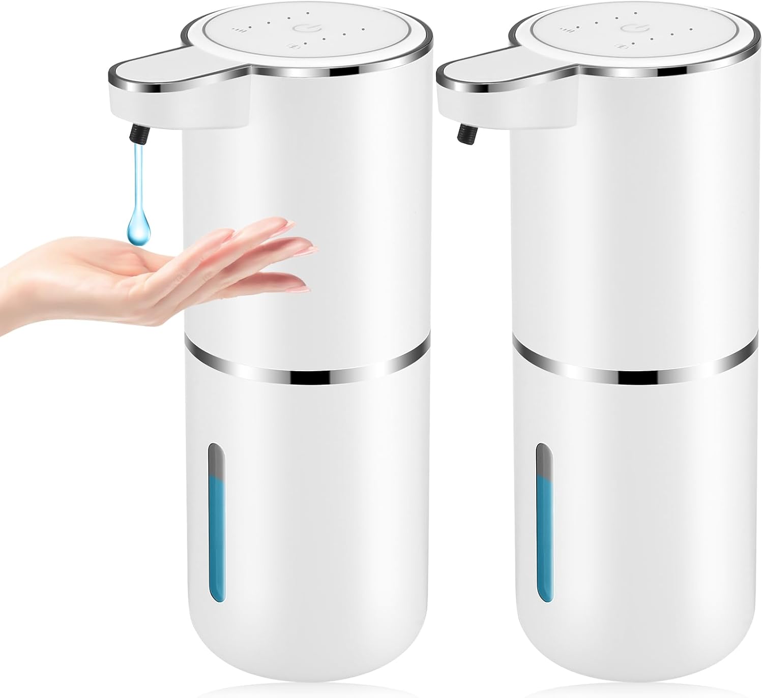 Zestaw 2 automatycznych bezdotykowych dozowników mydła w płynie - ładowanych przez USB - 380 ml - do łazienki, kuchni, naczyń - biały