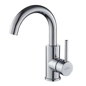 AURALUM MAX Robinet Lavabo Salle de Bain Forme en U Bec Haut Mitigeur de Lavabo Chromé Brillant Rotatif 360° Robinet Mitigeur Lavabo Moderne