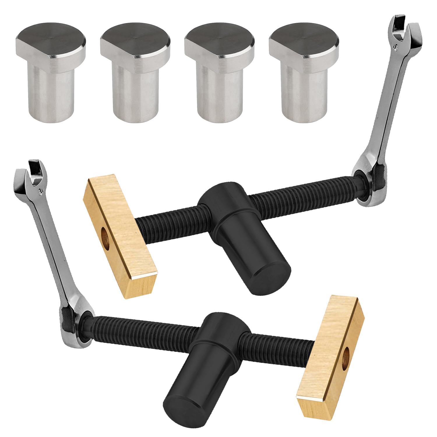 Pince étau 126.5x50cm Argent Lot De 2 Etau Etabli Avec 4 Bench Dog, Serre Joint Menuisier Pour Trous De Banc De 20 Mm Pince Etau Positionnement Clip De Bureau Reglable Accessoire Etabli