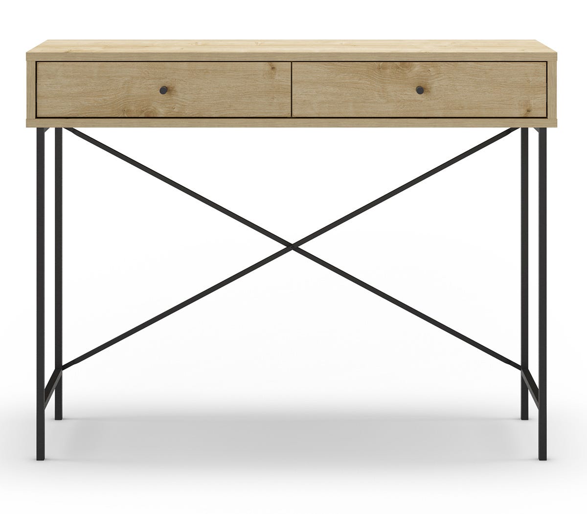Console avec 2 tiroirs en MDF - Blanc et doré - CODENIO Console avec 2 tiroirs en MDF - Blanc et doré - CODENIO