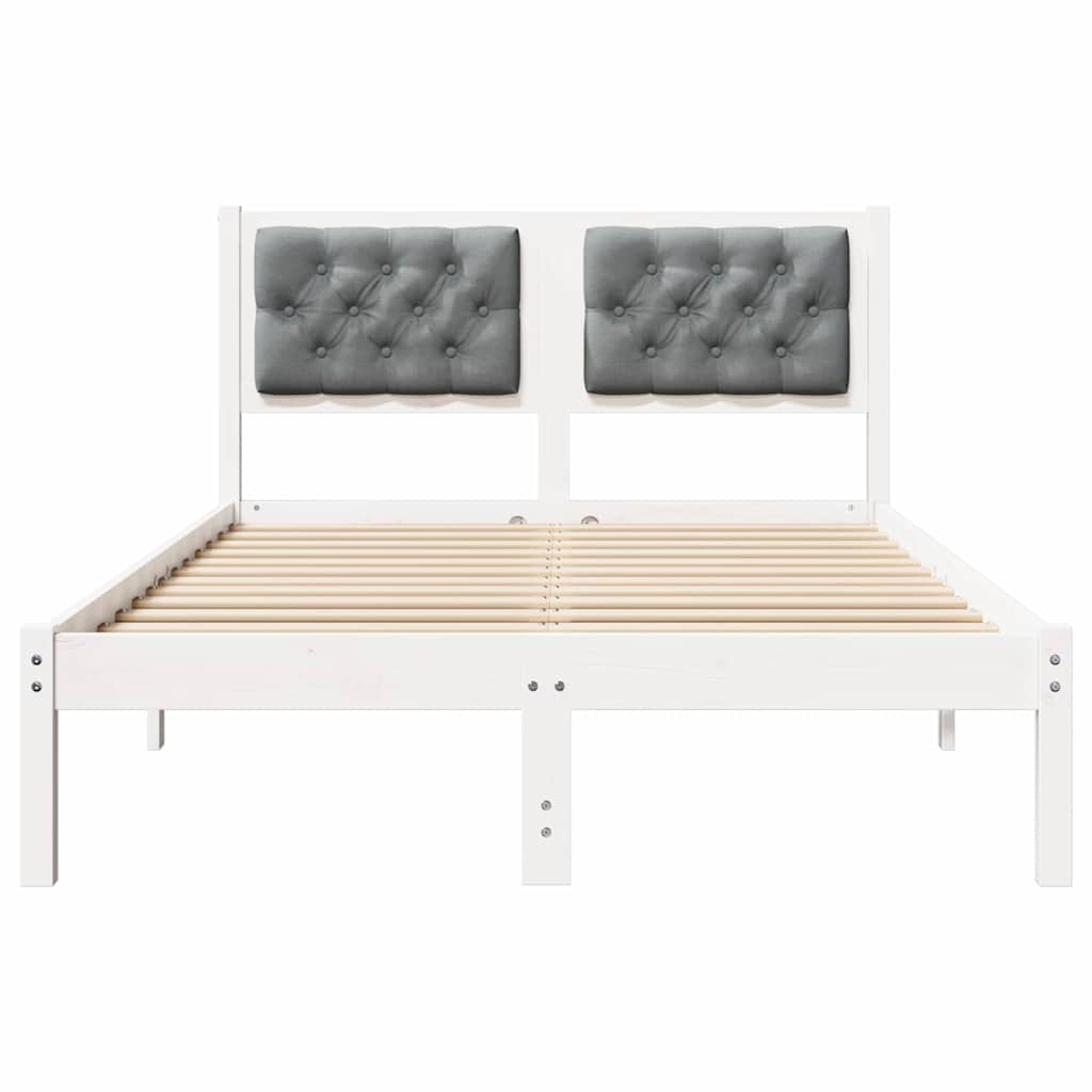 Cadre de lit gris clair, pin massif, pour la chambre, 135 × 190 cm - 5