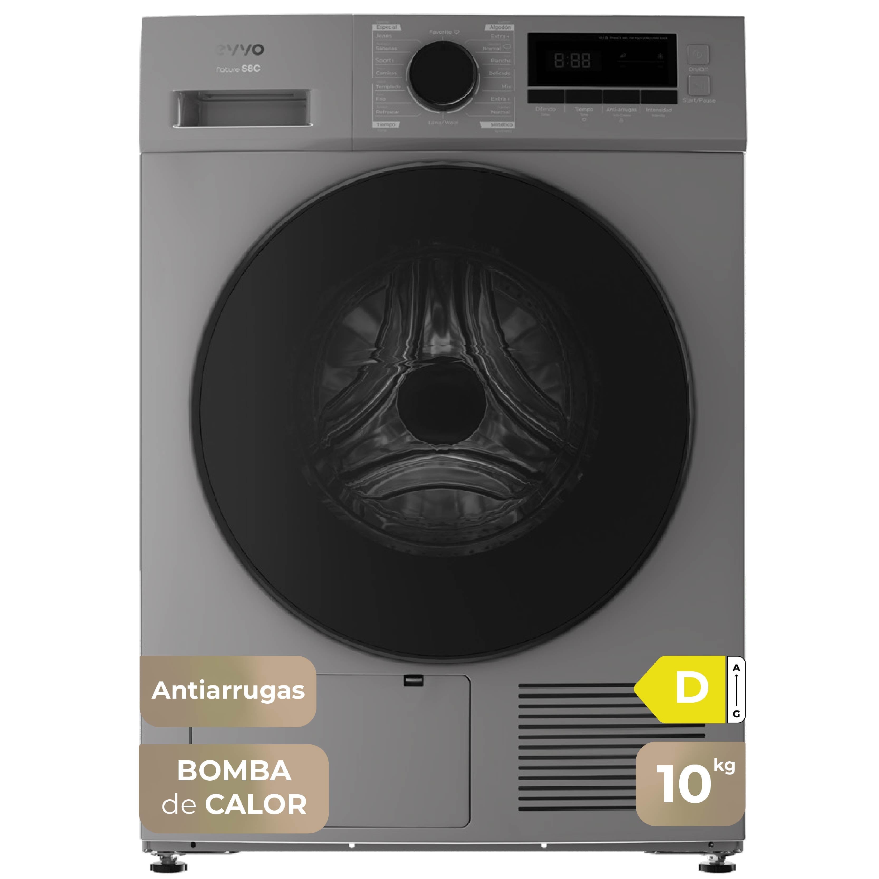 Evvo Secadora De Carga Frontal S10 10Kg Inox D - Imagen 3