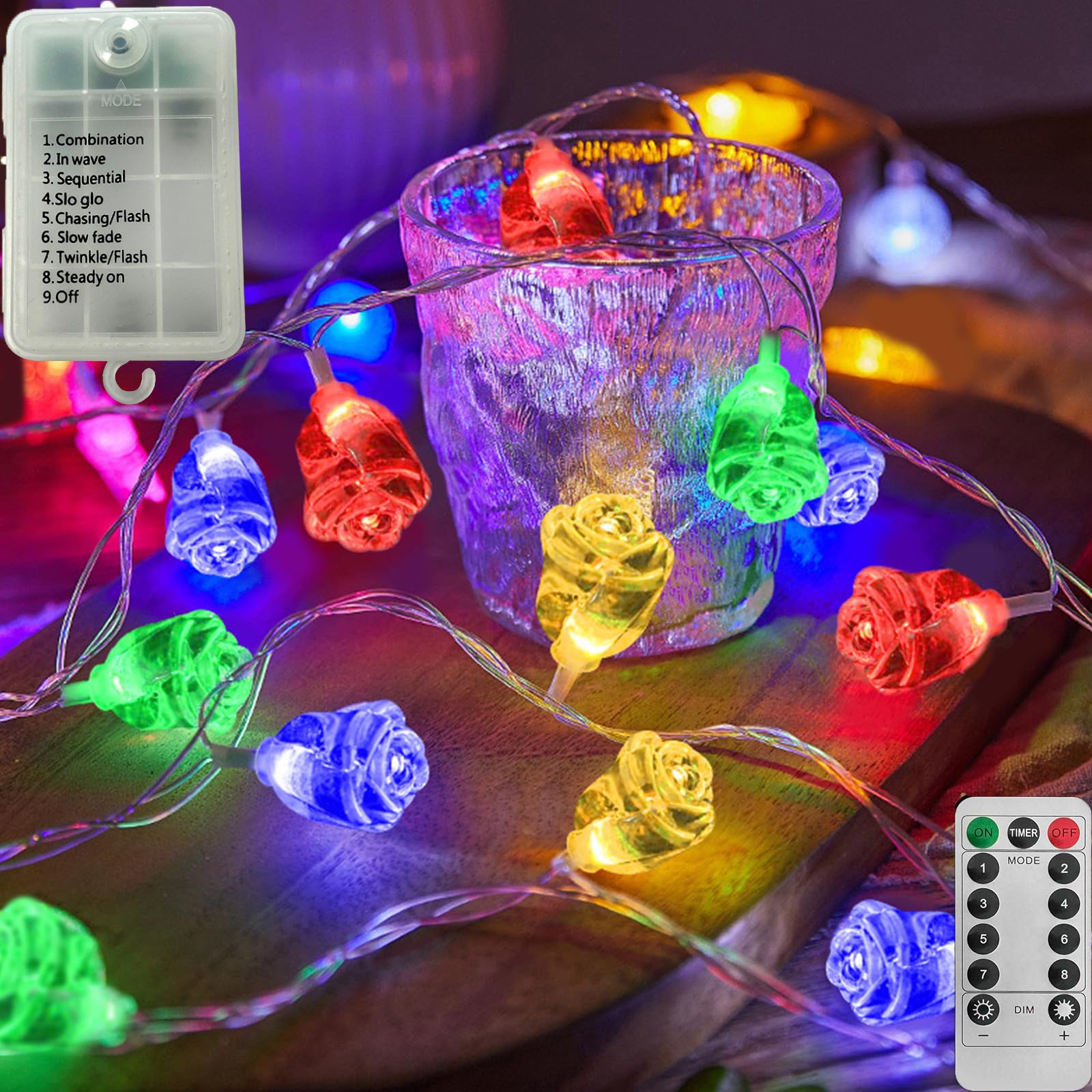 Girlanda świetlna na baterie, girlanda świetlna 10M 80LED, 8 trybów oświetlenia, z pilotem, do dekoracji świątecznych (kolorowe światło)