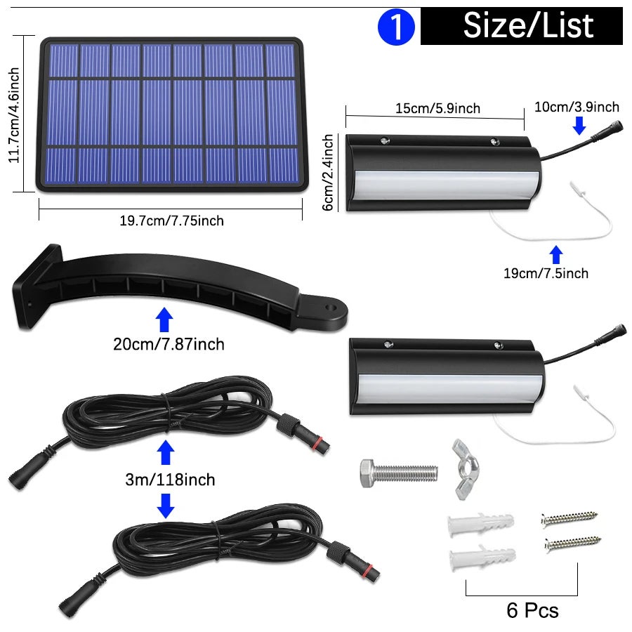 60LED lumière solaire extérieure suspension automatique capteur interrupteur double tête solaire jardin lumières, blanc - 4