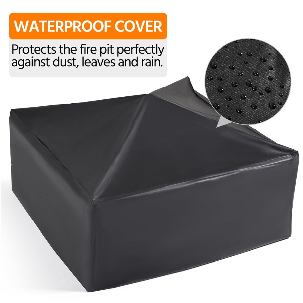 Brasero Extérieur Carré en Métal pour Chauffage avec Couverture et Poker, Noir Yaheetech - 5