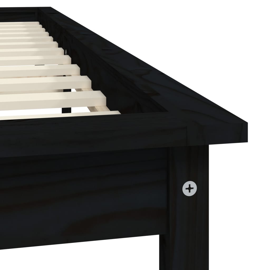 Cadre de lit sans matelas noir bois de pin massif vidaXL - 7