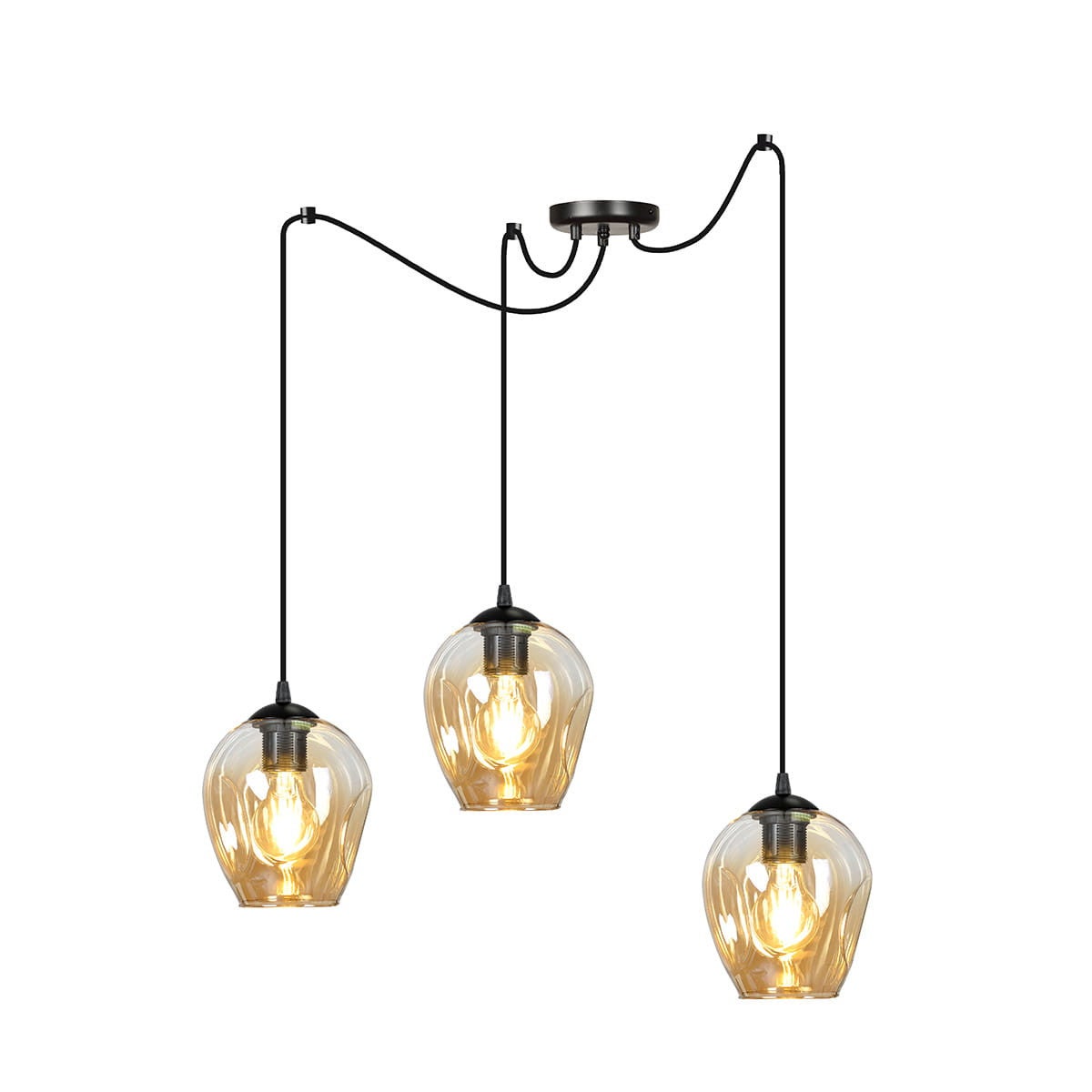 Lampa wisząca Level czarno-miodowy 3xE27x15W wym: 200 x 14 x 14 cm szkło Emibig