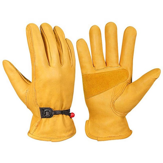 Gants De Jardinage En Cuir Véritable Westwood Fox - Anti-Épines, Protection Articulations, Jaune Taille L - Hommes & Femmes