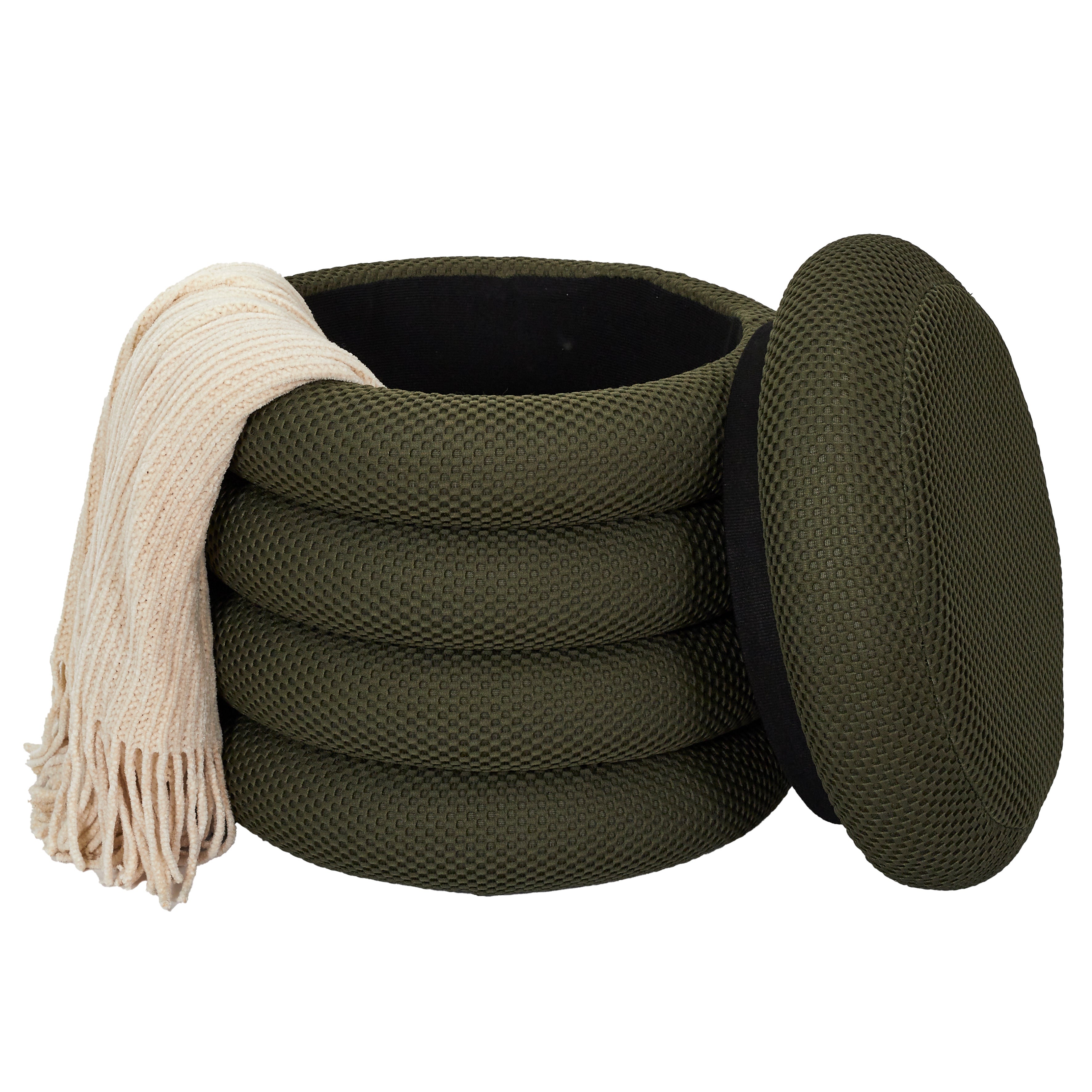 Pouf - Home Deco Factory - Atome - Rangement - Kaki - 3