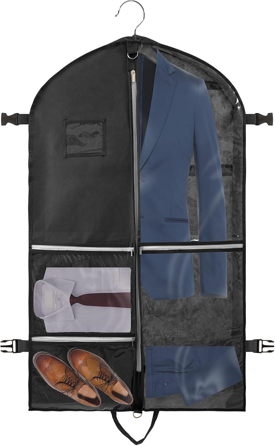 Torba podróżna z 5 kieszeniami zapinanymi na zamek, składana wodoodporna osłona z klamrą, wisząca torba odporna na mole na ubrania, płaszcze, kurtki i