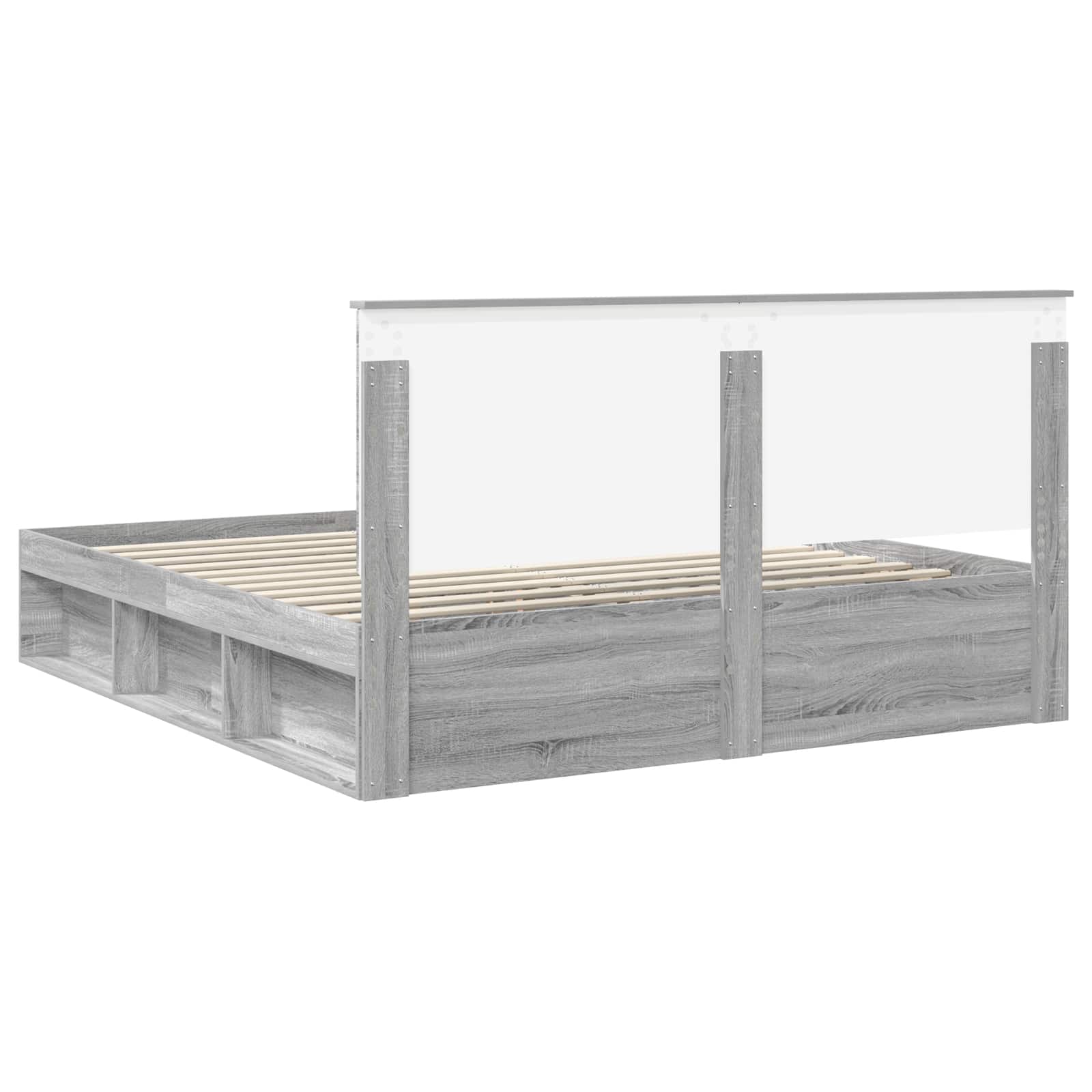 Cadre de lit gris 180 x 200 cm en bois de pin massif - 9