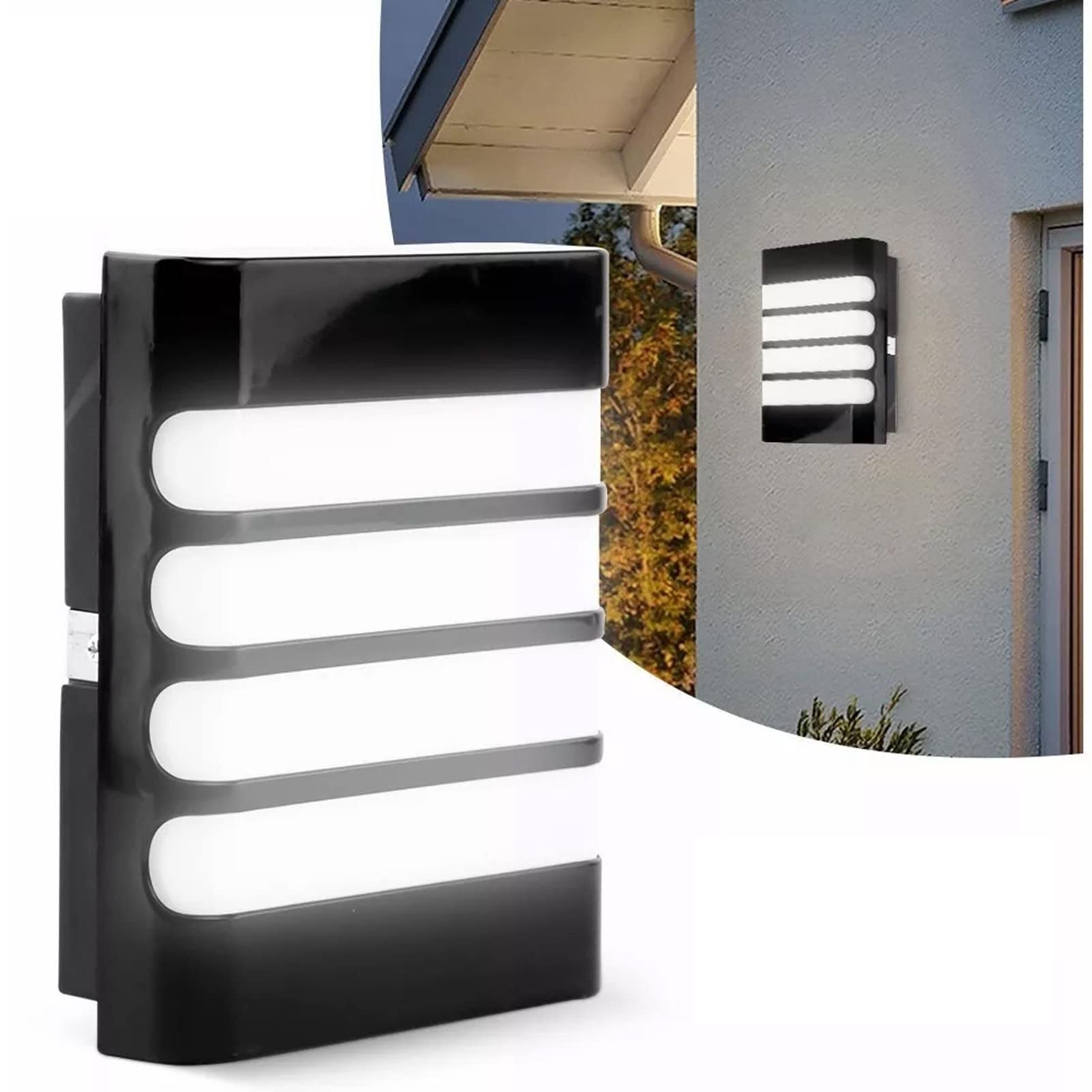 Lampa ścienna na patio, obudowa z tworzywa sztucznego, wodoodporna, niskie zużycie energii, LED 6500K, lampa ścienna