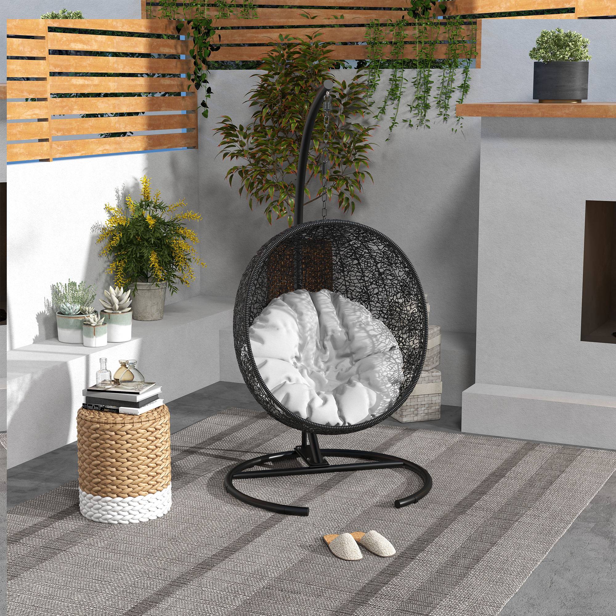 Suporte para Cadeira Suspensa Outsunny Aço Preto Ø102x195 cm - 5