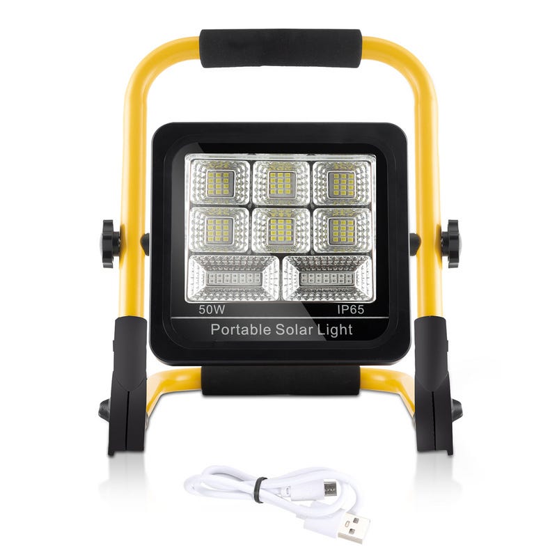 Proyector LED recargable de 50W IP65 Proyector de obra Proyector solar ...