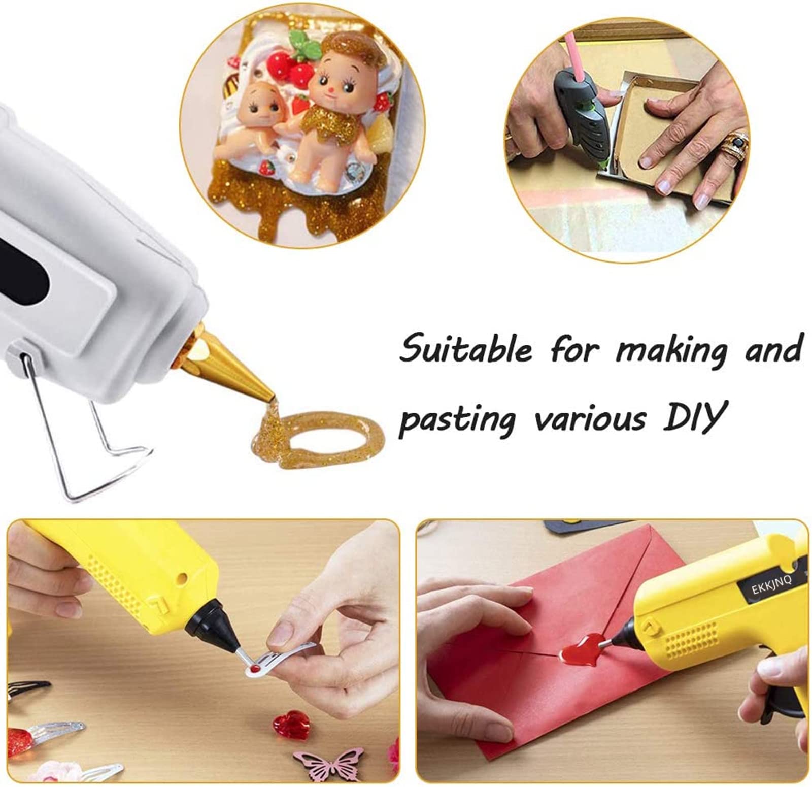 EKKJNQ Matite adesive a caldo, 30 pezzi, colorate per colla a caldo, per fai da te, 7 x 200, 11 x 200 mm, per pistola per colla a caldo (rosa, 7 mm) - 3