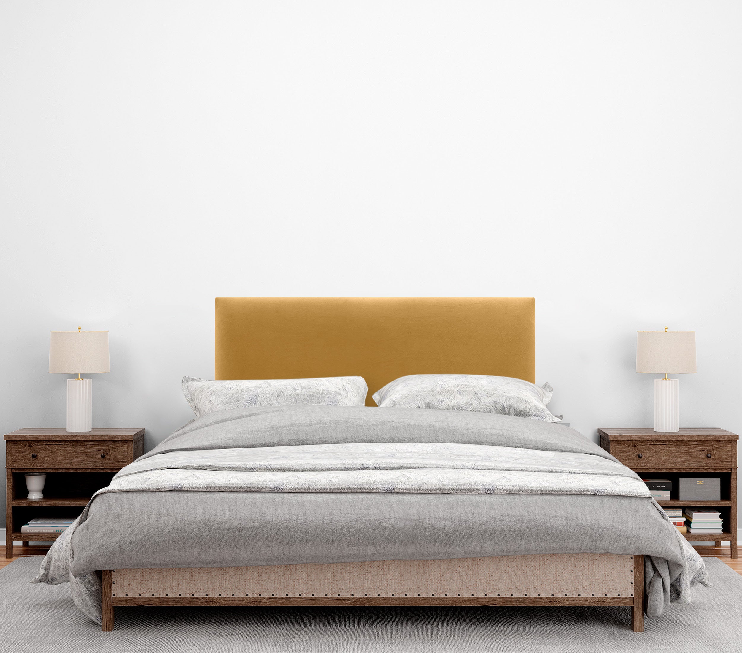 DHOME Testiera in Velluto Liscio Camera da letto Imbottita con Testiera Imbottita Moderna di Fascia Alta (Senape, 90x60cm) - 3