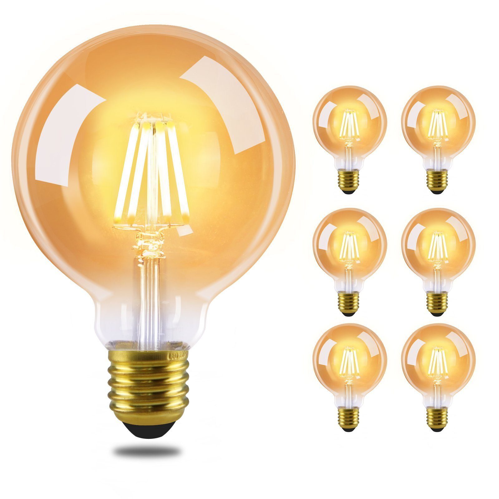 ZMH Żarówka LED 2 szt. Żarówka LED E27 Vintage Light - G95 Ciepła biel
