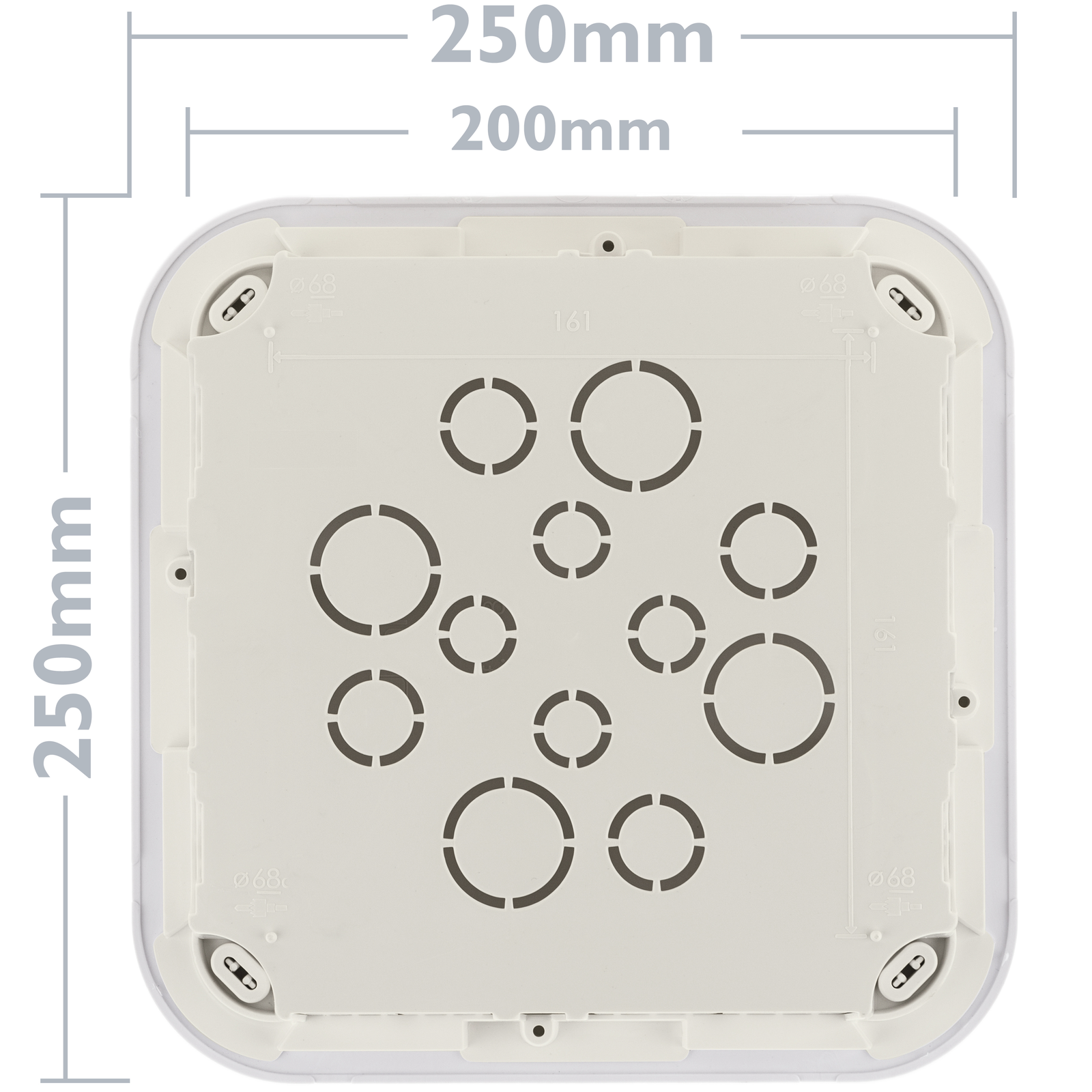 Boîte encastrée de registre électrique carré 200x200x60 mm pour les murs creux - 3