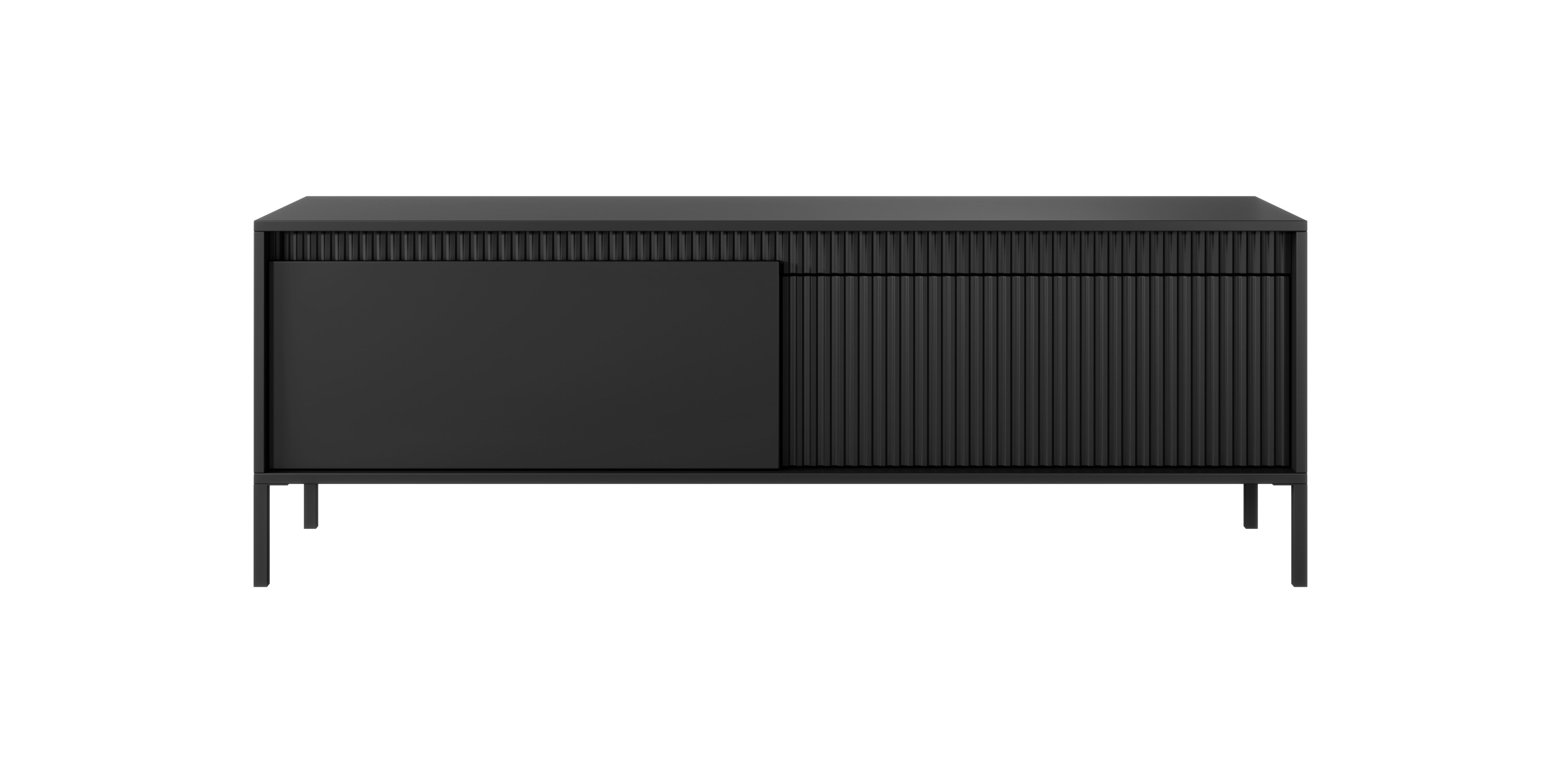 Szafka RTV: 2 drzwi, szafka: czarna, 53,4 x 153,5 x 39 cm