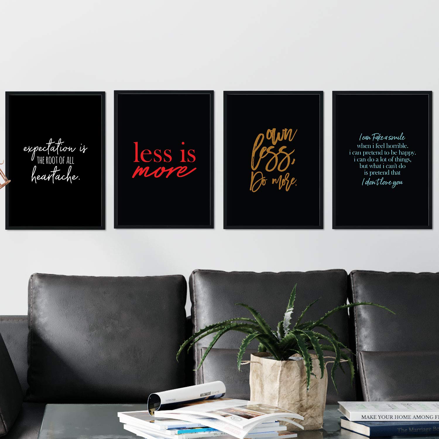 Pack de posters con frases inspiracionales. set de láminas de decoracion con frases inspiracionales motivadoras y llenas de energia. sin marco - a4