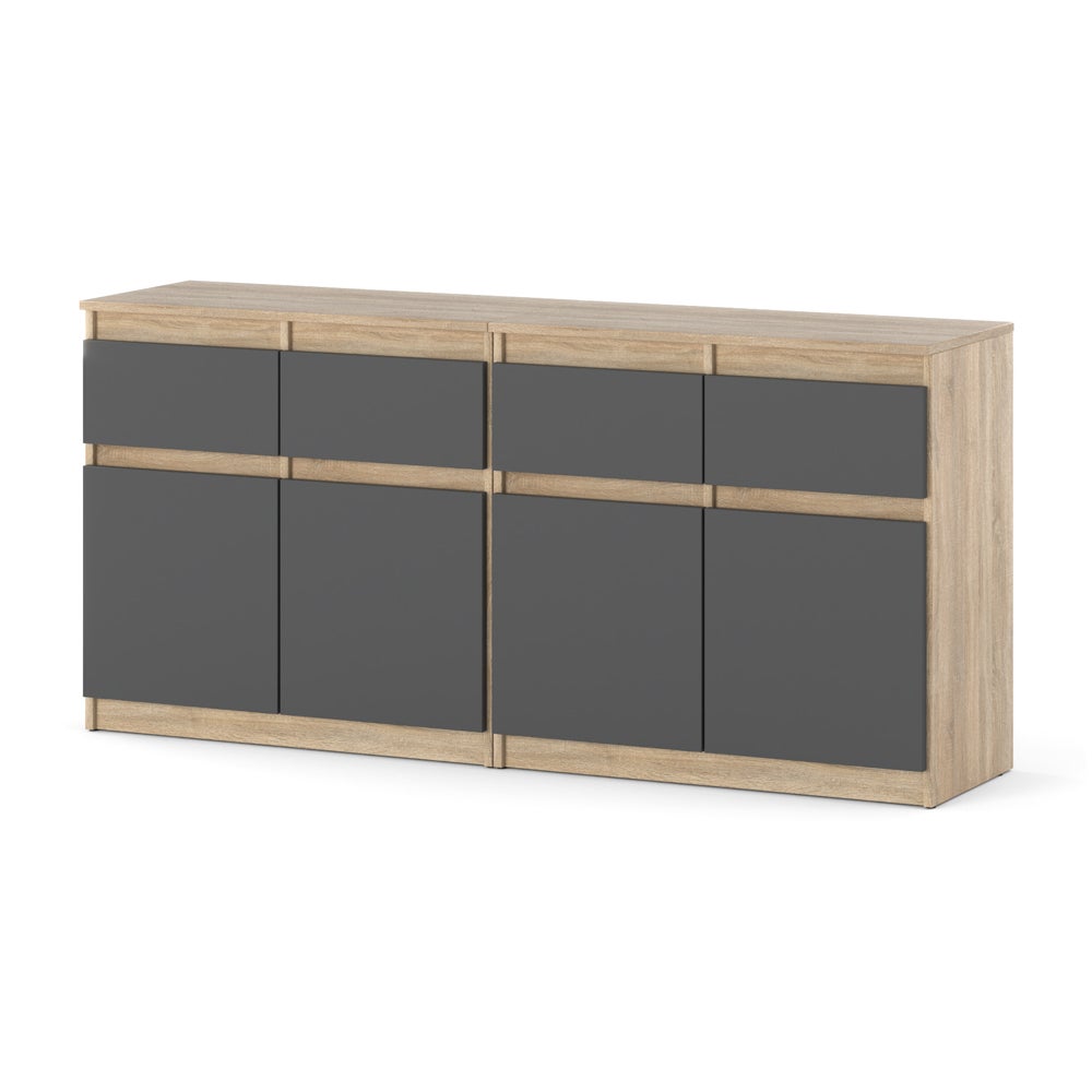Komoda 4 szuflady drzwiczki nowoczesna szafka 160cm dąb sonoma szary mat