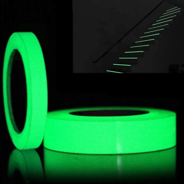 Confezione da 2 rotoli di nastro adesivo fosforescente - 10 m - Rimovibile, impermeabile e fotoluminescente - 3