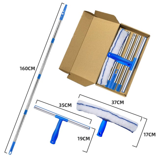 Nettoyeur De Vitres De 1,5 M Avec Long Manche,Raclette De Fenêtre De 35cm Et Raclette De 38cm En Kit Combiné,Kit De Nettoyage Prof - Au quotidien Nettoyeur De Vitres De 1,5 M Avec Long Manche,Raclette De Fenêtre De 35cm Et Raclette De 38cm En Kit Combiné,Kit De Nettoyage Prof - Au quotidien