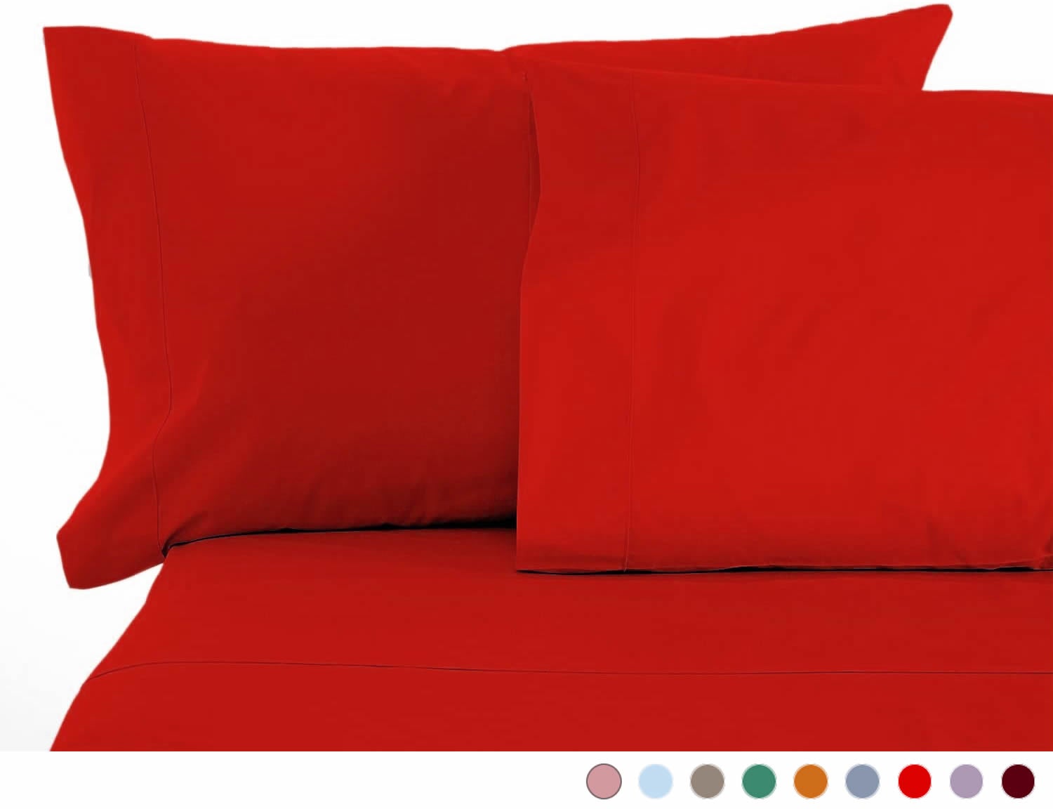 Completo Letto Matrimoniale 100% Cotone Rosso - Set 3 pezzi - 2