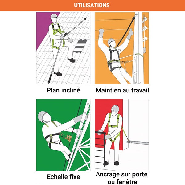 Antichute coulissant avec un point fixe sur corde tressée - 20 m - FA2010400-20 - 5
