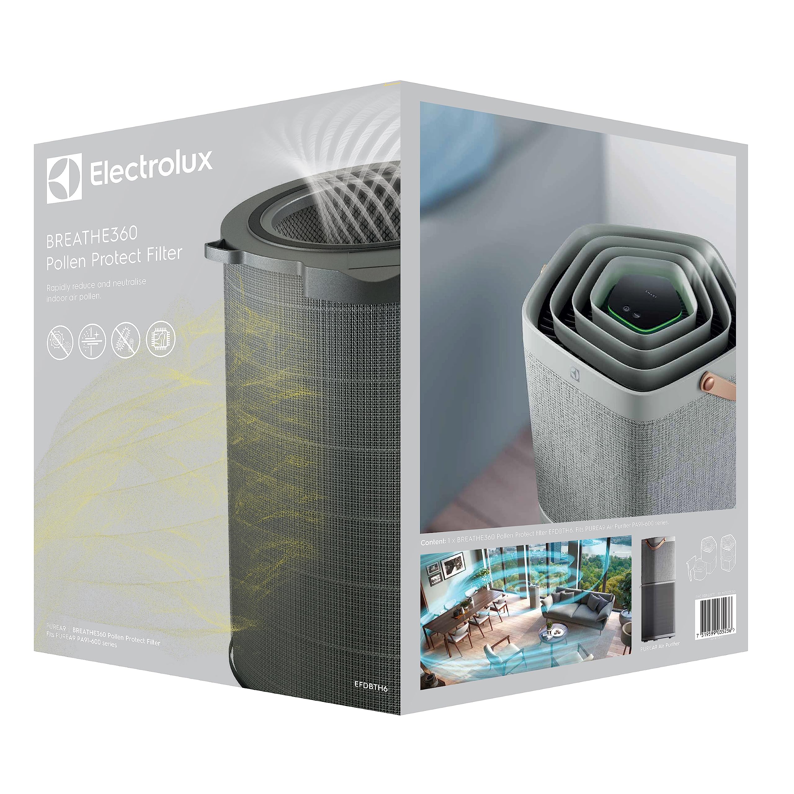 Electrolux EFDBTH6 Breathe360 Filtro antipolline adatto a PA91-604GY e PA91-604DG in grado di catturare e neutralizzare le particelle di polline dispe - 3