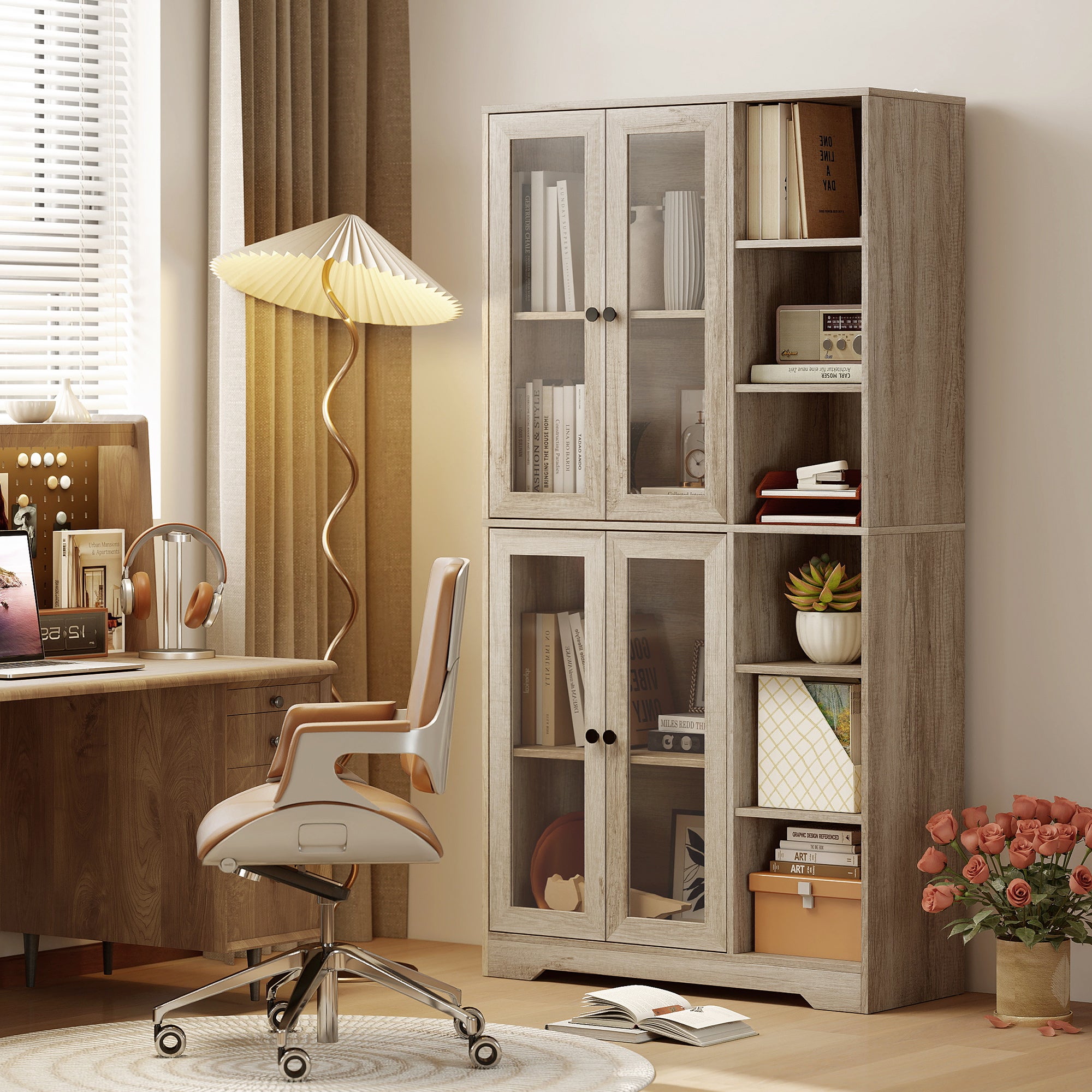 Alacena de Cocina HOMCOM Melamina de Madera, MDF Gris Claro 90x35x172 cm 83A-353V00LG - 5