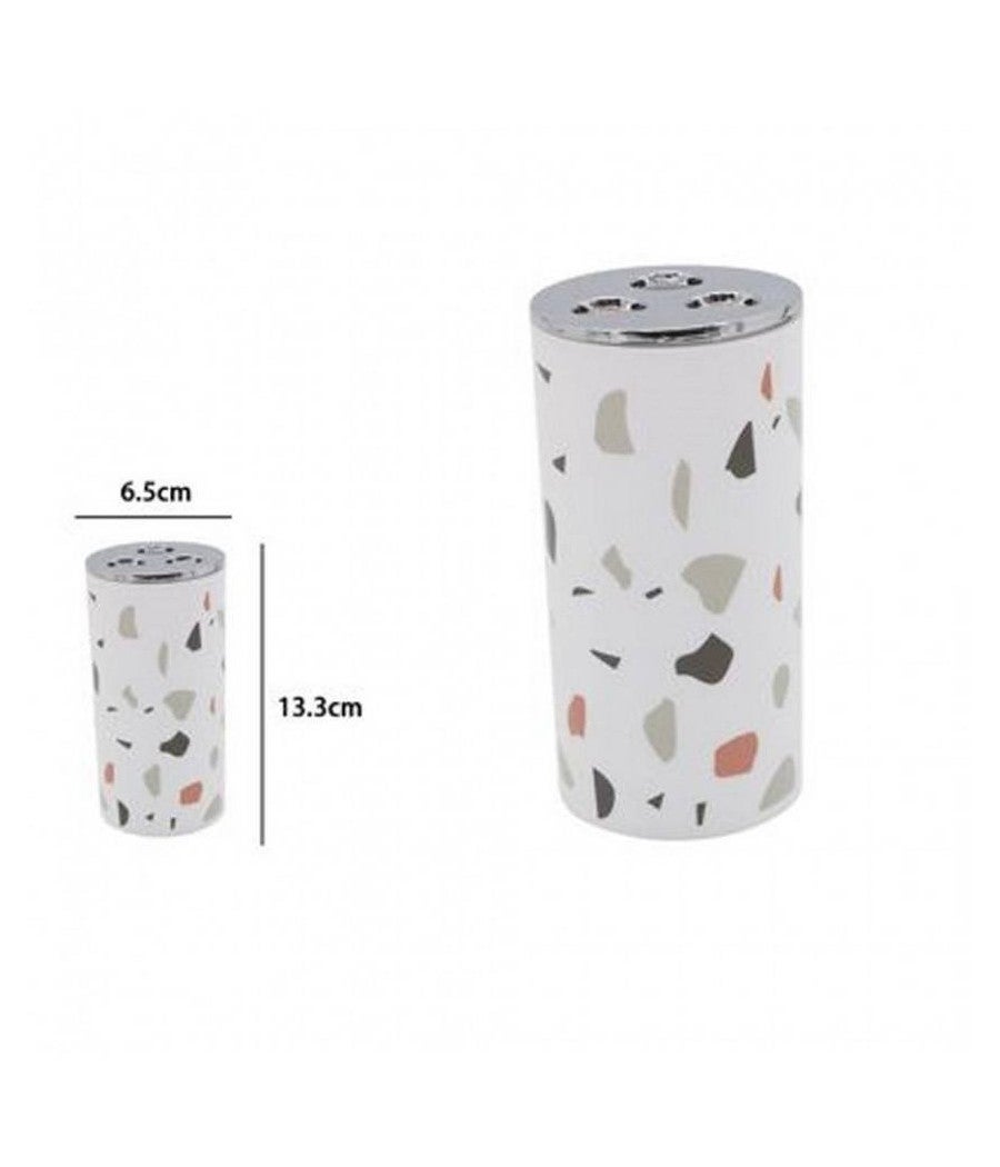 Trade Shop - Bicchiere Portaspazzolino 3 Fori Graniglia Bianco Multicolore In Plastica 69841 - - 2