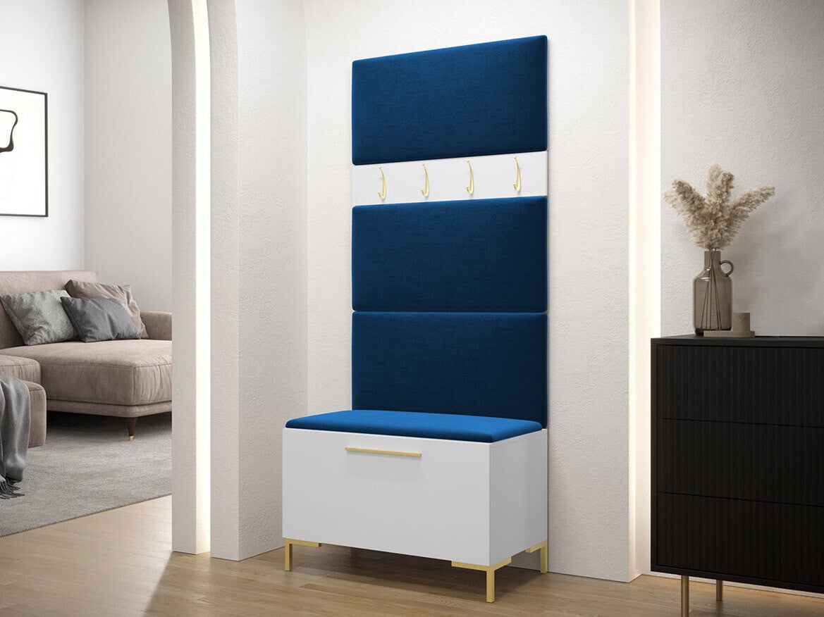 Conjunto para corredor Tivsoa 102, 196x84x46cm, Branco, Placa de aglomerado laminado, Tecido, Montado nas parede, Colocado - 2