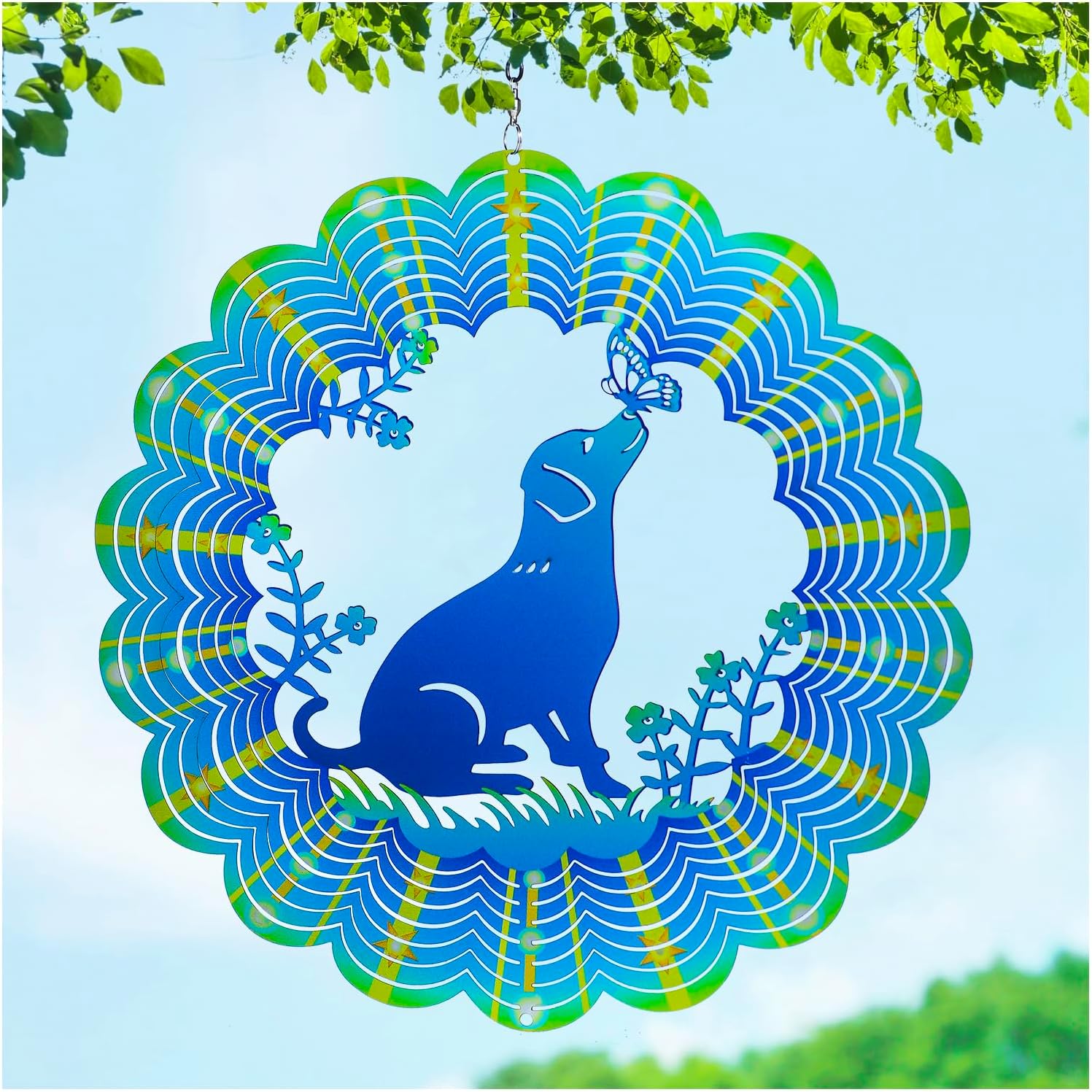 Dzwonki wietrzne w kształcie labradora, prezent dla kobiet i mężczyzn, 30-centymetrowe wiszące metalowe dzwonki wietrzne 3D ze stali nierdzewnej, kin