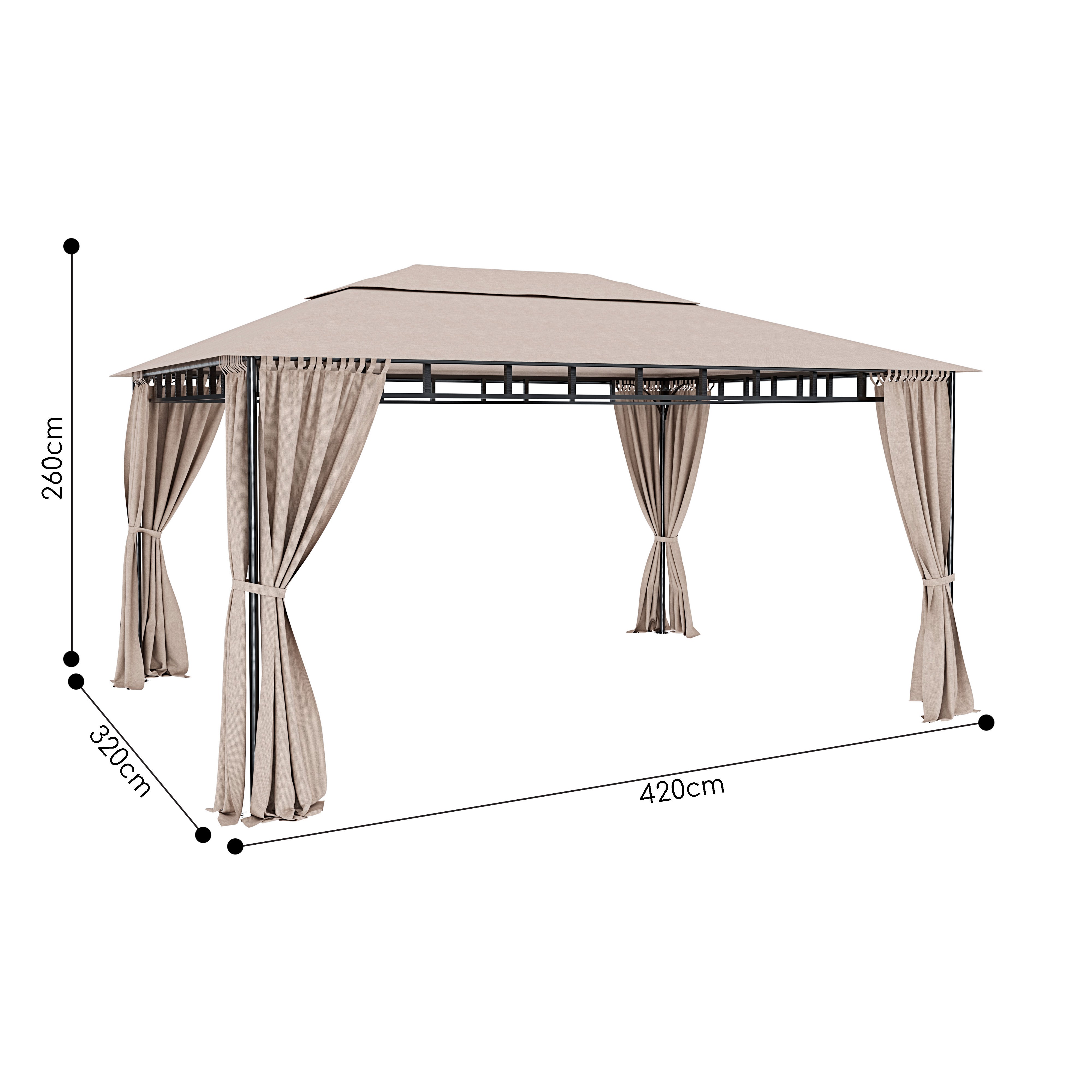 Gazebo Da Giardino 3 x 4 M Con Tende Laterali Richiudibili Struttura In Acciaio Robusto Copertura 180 g/m² Con 4 Teli Laterali Esterno Giardino P - 7