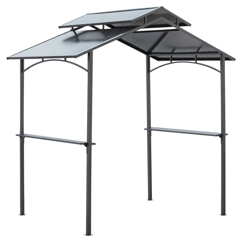 Grădină, rezistent la apă și anti-UV, depozitare mare, 240 x 150 x 250 cm, negru, oțel, cu spațiu de depozitare integrat