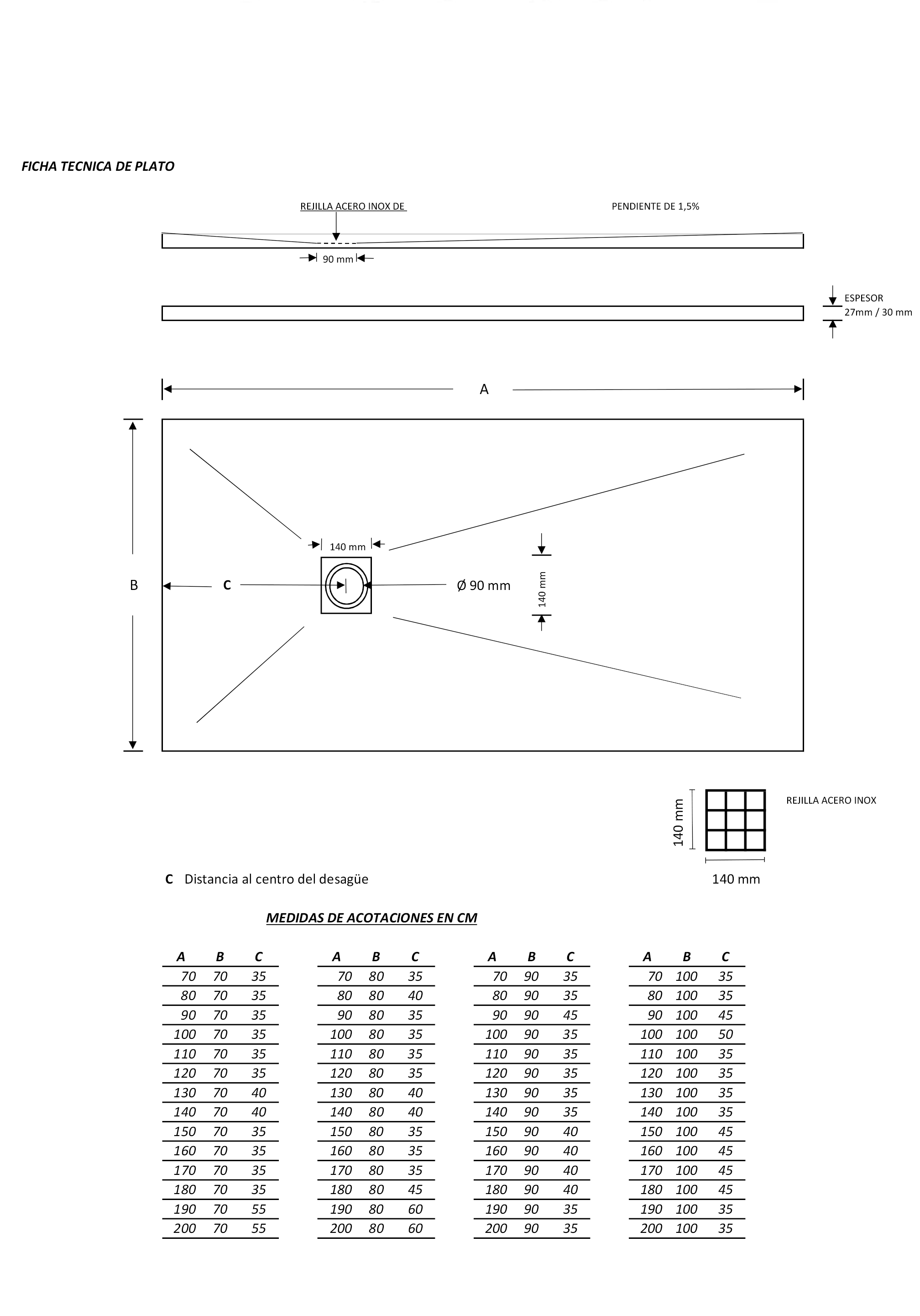 Piatto doccia in resina - Larghezza 70 - Grafite Ral-7016 - 70x90 cm - 5