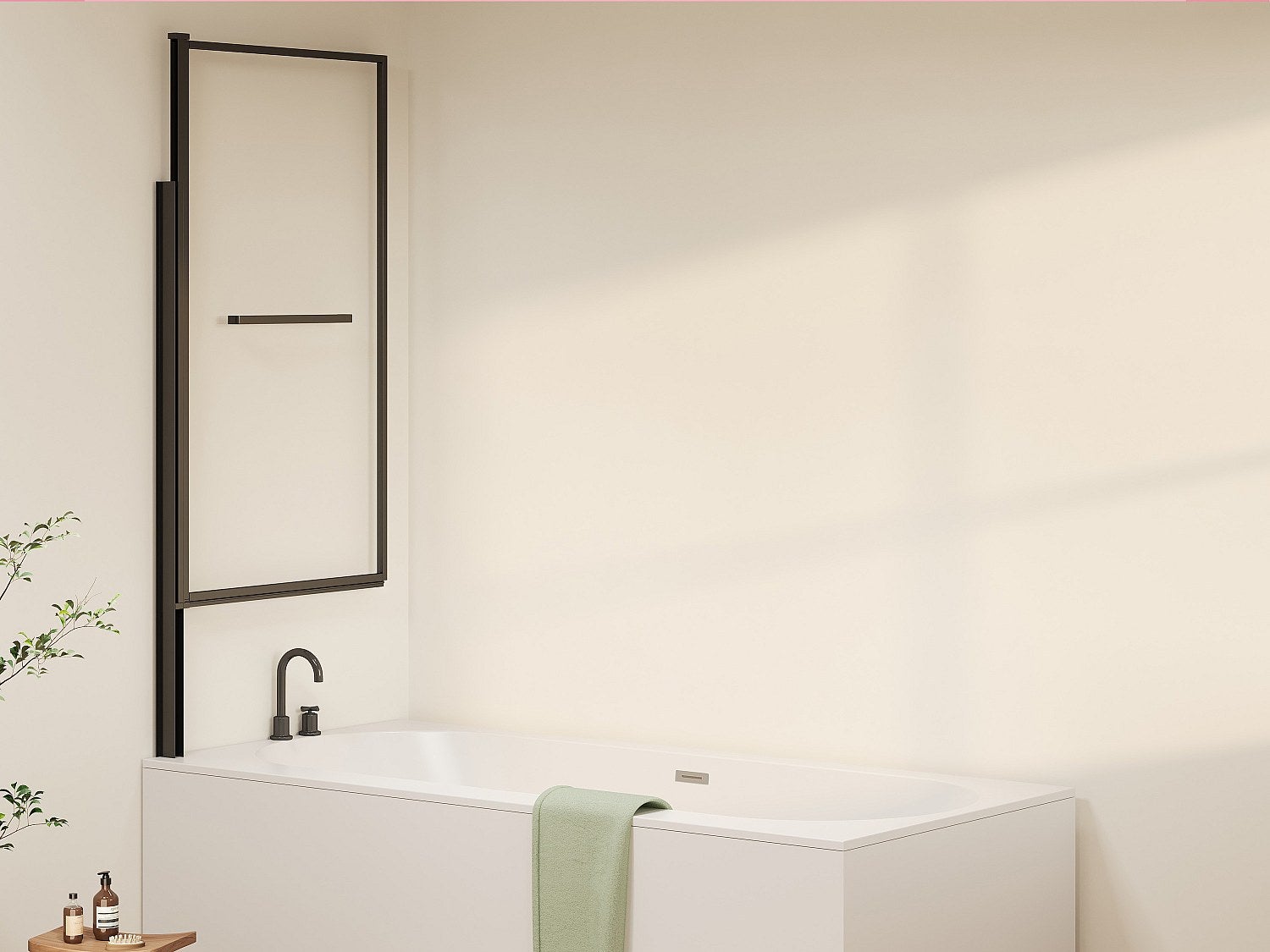 Pare baignoire relevable et pivotant avec porte serviette - Noir mat - 80 x 140 cm - VESLIRA - 5