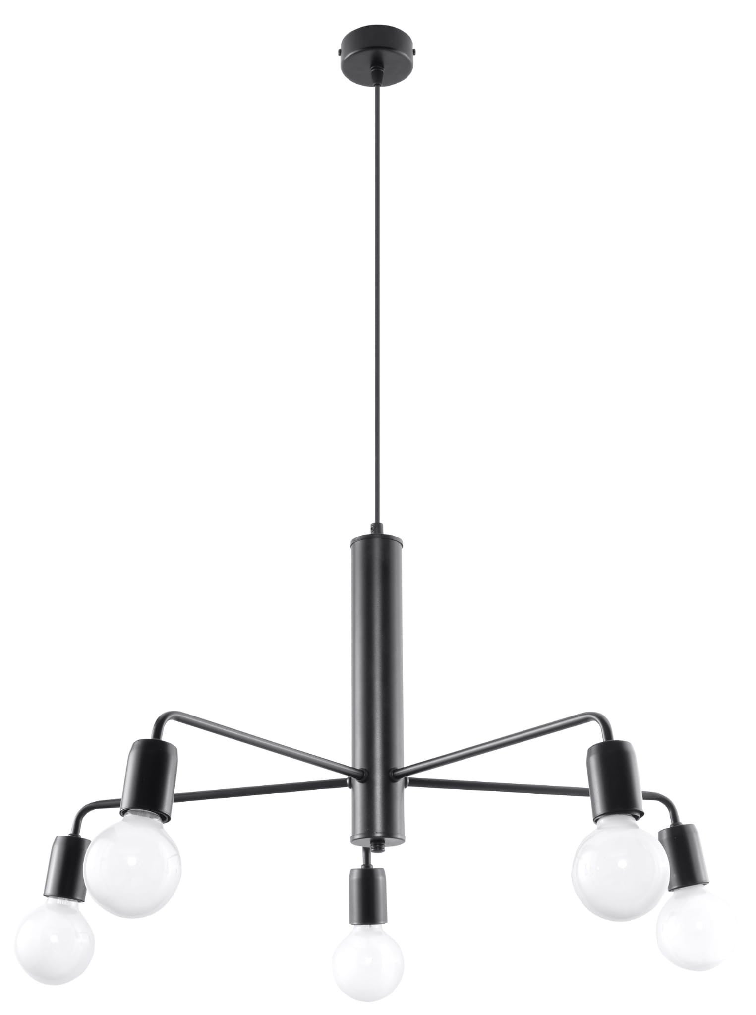 Lampa wisząca Duomo czarna 5xE27x60W wym: 85 x 64 x 64 cm metal Sollux Lighting