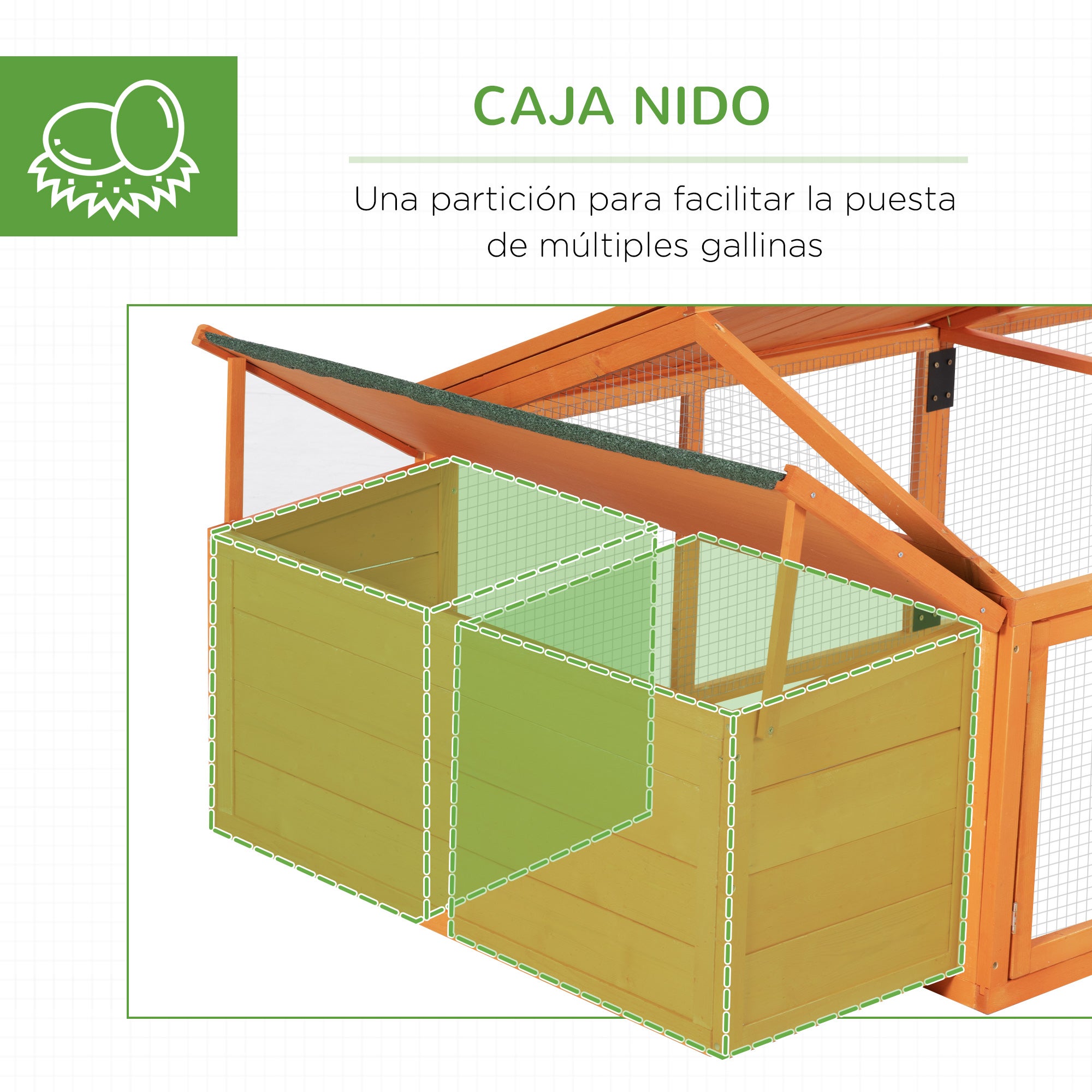 Galinheiro de Exterior PawHut Madeira Natural Madeira de Abeto e Metal 240x112,5x76cm - 7